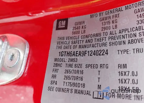 2015 GMC Canyon from USA, damaged, VIN 1GTH6AEA9F1240224